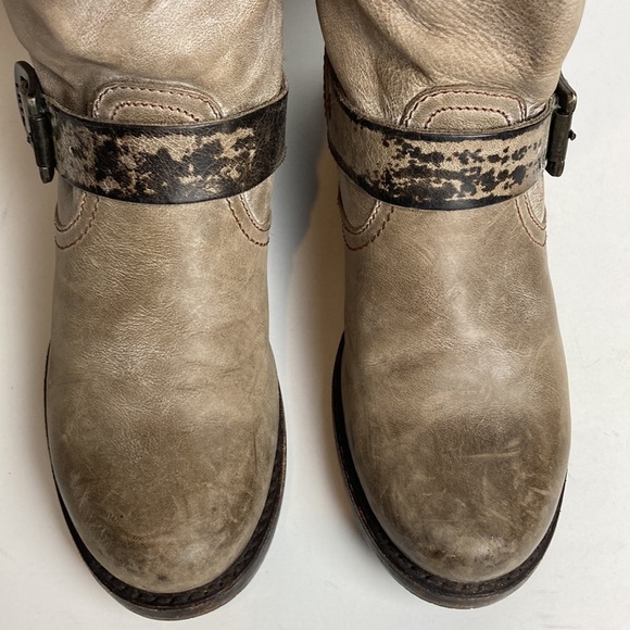 FRYE Slate Brown VERONICA SLOUCH Harness Riding boots Sz 6.5 Distressed Bohemian - Picture 7 of 16